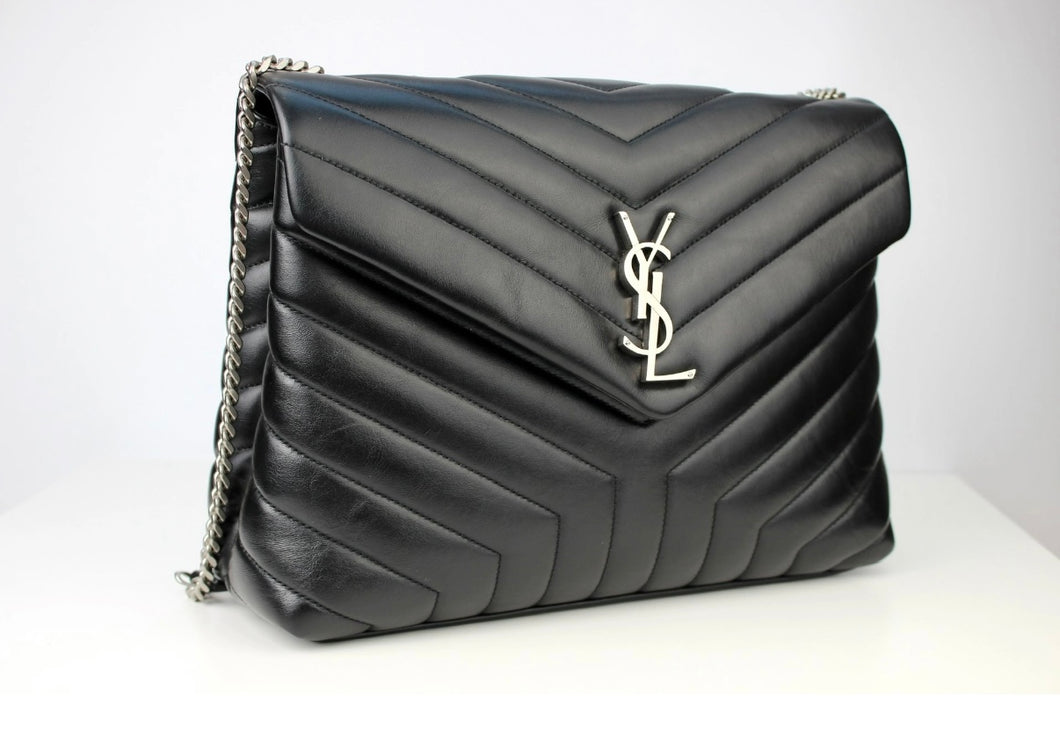 Saint Laurent Lou Lou Medium nera hw silver