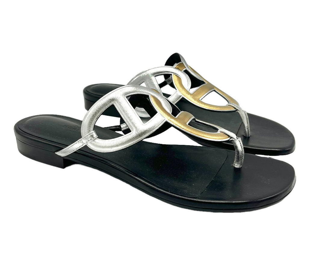 Hermes Beach 39 metallizzata gold e silver